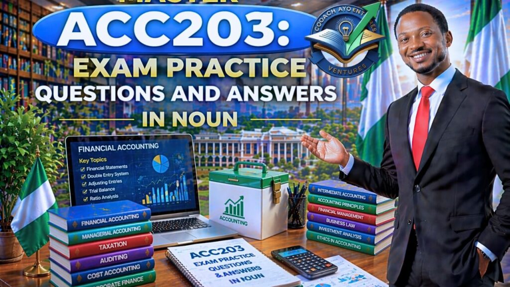 ACC203 EXAM PRACTICE QUESTIONS AND ANSWERS IN NOUN