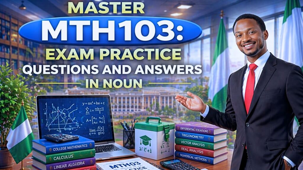 MTH103 EXAM PRACTICE QUESTIONS AND ANSWERS IN NOUN